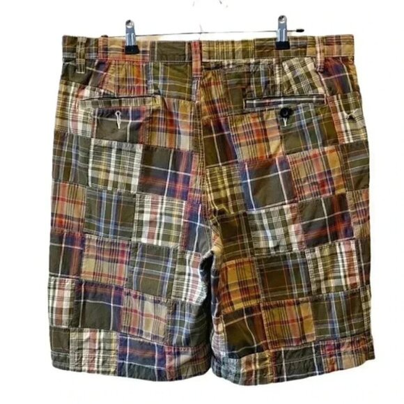 Sonoma Men’s Shorts Flat Front Chino Shorts Cotton Tan Green Blue Plaid Size 36 - Picture 2 of 16